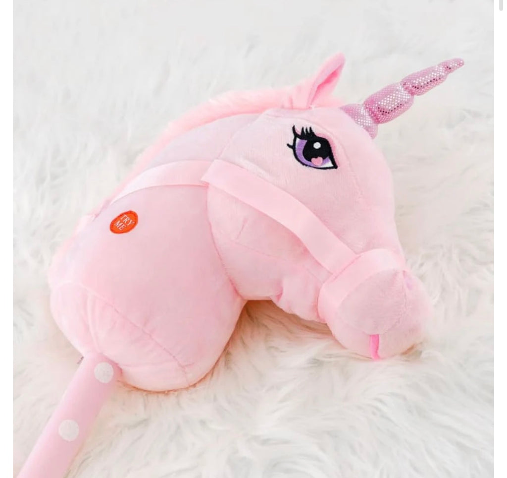 Kids Hobby Horse or Unicorn with Galloping Neighing Sounds Classic Childrens Toy