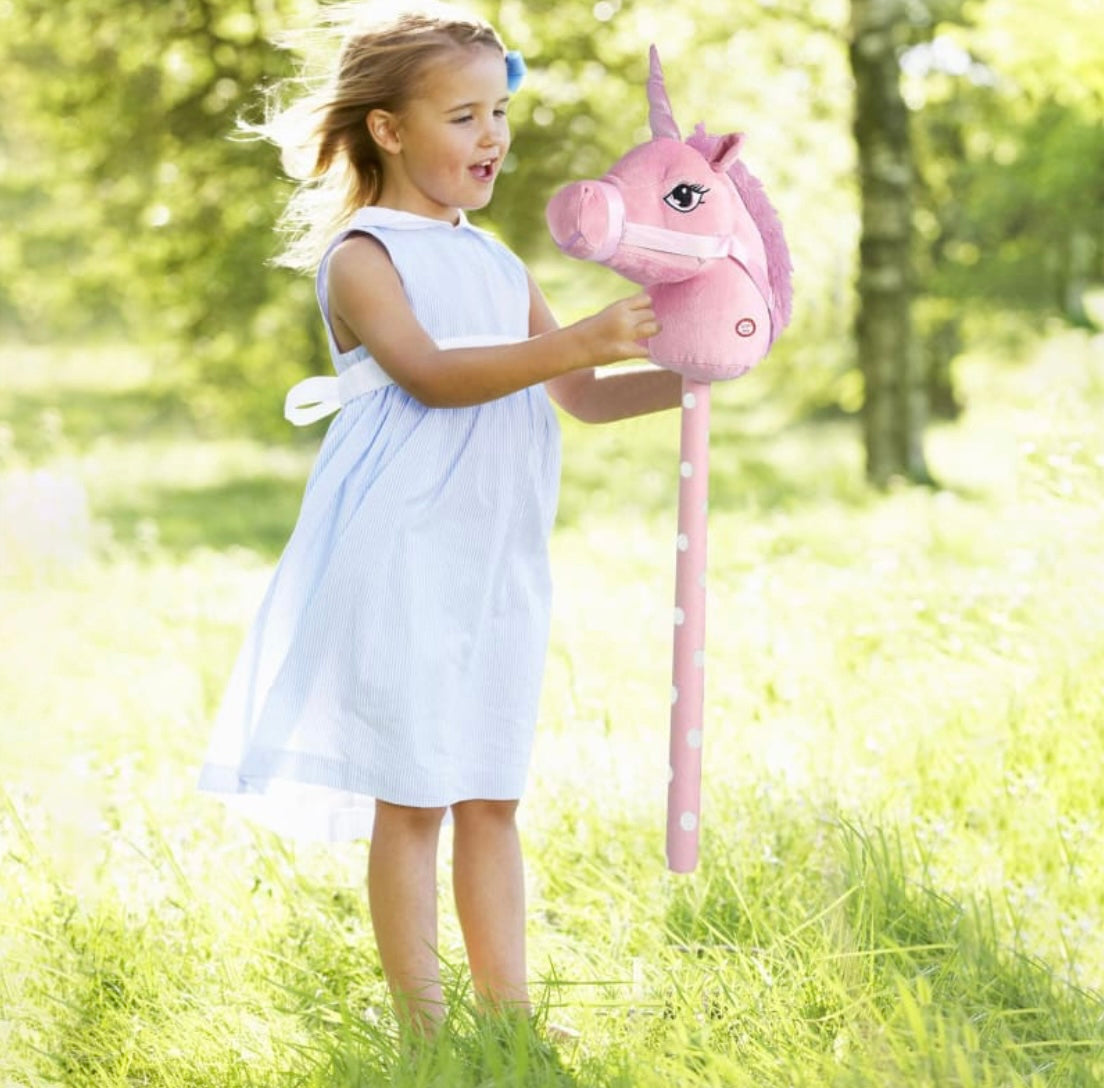 Kids Hobby Horse or Unicorn with Galloping Neighing Sounds Classic Childrens Toy